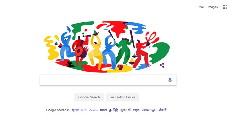 गूगल ने बनाया होली का डूडल - holi doodle