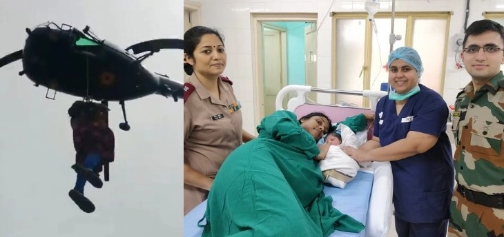 केरल में बाढ़ के बीच भारतीय नौसेना की जांबाजी से गूंजी किलकारी, गर्भवती महिला को किया रेस्क्यू - Flood in Kerala, Indian Navy, Rescue of Pregnant Women