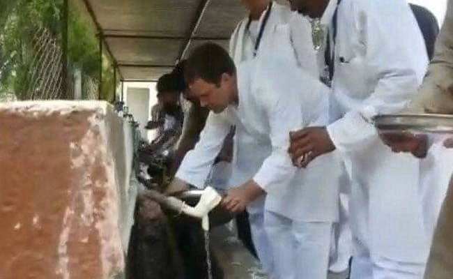 राहुल गांधी-सोनिया गांधी ने सेवाग्राम में धोईं जूठी प्लेटें, वीडियो हुआ वायरल - Rahul Gandhi, Sonia Gandhi Seen Washing Plates In Congress Gandhigiri