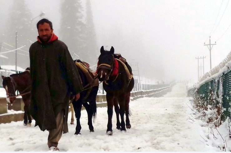 जम्मू-कश्मीर में भारी हिमपात, श्रीनगर-लेह राजमार्ग बंद - Heavy snow in Jammu and Kashmir