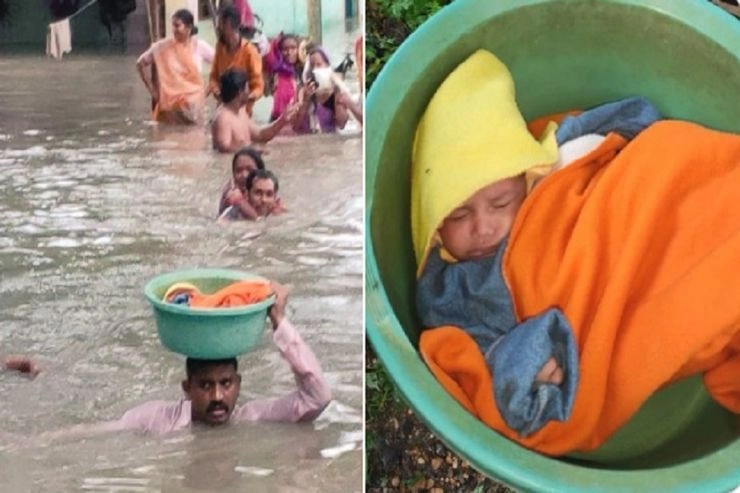 वडोदरा में बारिश ढा रही थी कहर, डेढ़ माह की बच्ची के लिए वासुदेव बना पुलिस इंस्पेक्टर - Vadodara rain : Police officer saves life of 45 days child