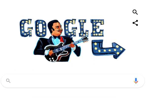 Google Doodle B.B King 94th anniversary -ગૂગલ ડૂડલે બી.બી. કિંગની 94 મી જન્મજયંતિ ઉજવી