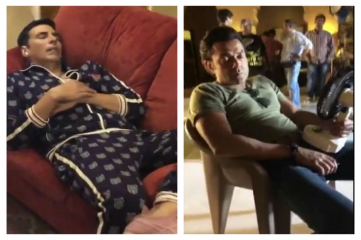 ‘हाउसफुल 4’ के सेट पर सोते हुए पकड़े गए अक्षय कुमार और बॉबी देओल, देखें जगाने पर कैसा था उनका रिएक्शन - How Akshay Kumar and Bobby Deol react when he was filmed sleeping on the Housefull 4 sets