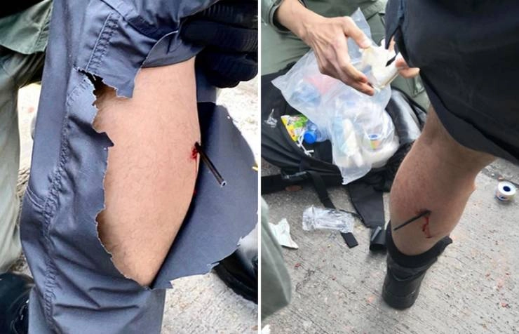 हांगकांग में हिंसक प्रदर्शन तेज, पुलिस अधिकारी के पैर में मारा तीर