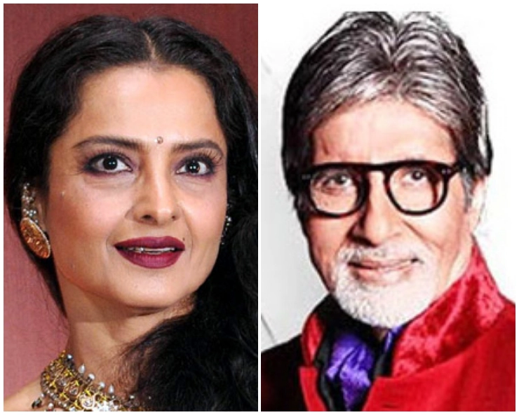 अमिताभ बच्चन की फोटो देख भागीं रेखा, बोलीं- यहां खतरा है, Video वायरल - Rekha runs away from Amitabh Bachchan Photo, says its danger zone, video viral