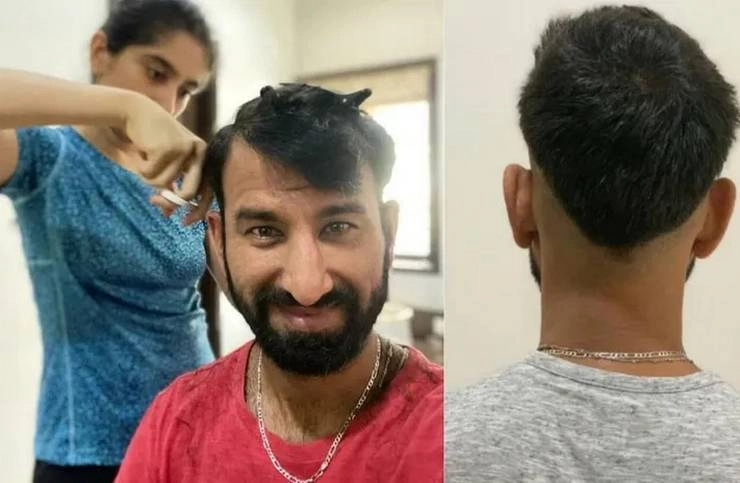 Cheteshwar Pujara ने भी पत्नी पूजा पर भरोसा करके कटवाए बाल - Cheteshwar Pujara also got his hair cut