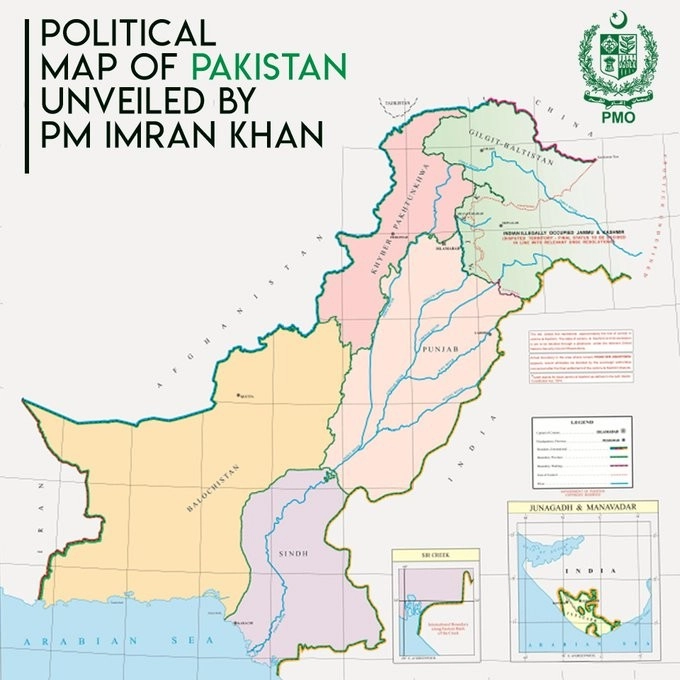पाकिस्तान की धूर्तता, नक्शे में कश्मीर और गुजरात के हिस्सों को अपना बताया