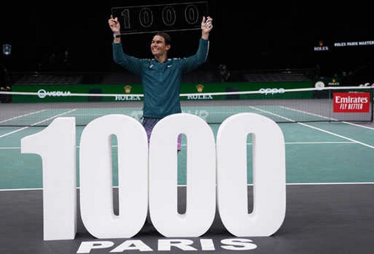 टेनिस के बादशाह राफेल नडाल के 1000वीं जीत दर्ज करने वाले चौथे खिलाड़ी बने - Rafael Nadal wins 1000th at Paris Masters