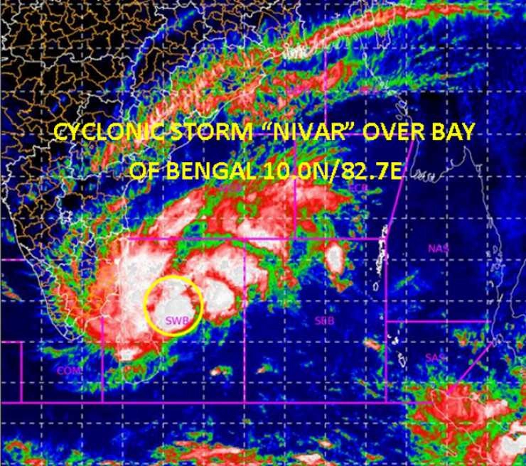 Cyclone Nivar : IMD ने जारी किया हाईअलर्ट, तमिलनाडु में छुट्टी का ऐलान, NDRF ने की 30 दलों की तैनाती - Cyclone Nivar : Several trains cancelled in Andhra Pradesh, Tamil Nadu; parts of Chennai witness rain