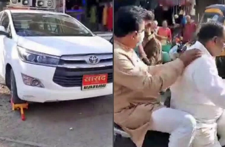 हूटर लगाने पर भाजपा सांसद लालवानी की कार का कटा 1500 का चालान, बाइक पर जाना पड़ा - BJP MP Lalwani's car became challan