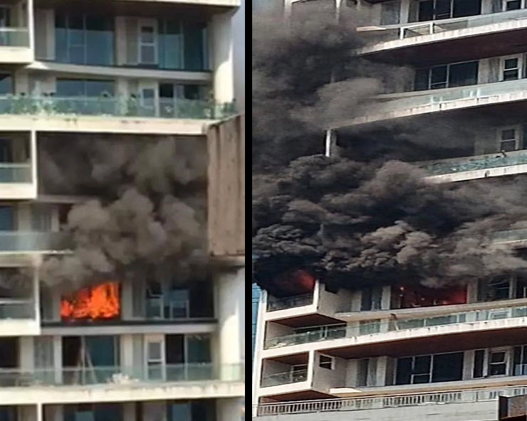 मुंबई में 60 मंजिला इमारत में लगी भयावह आग, जान बचाने के लिए कूदा शख्‍स
