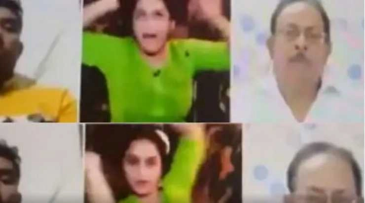 लाइव टीवी डिबेट के बीच में ही नाचने लगी महिला, वीडियो हुआ वायरल - Woman dancing in the middle of live TV debate