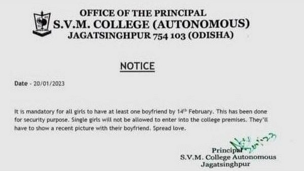 वेलेंटाइन डे पर हर छात्रा को बॉयफ्रेंड बनाना जरूरी, कॉलेज ने जारी किया नोटिस - odisha notice from principal viral girls get boyfriends before velentine day to attand class