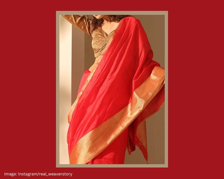 red saree look