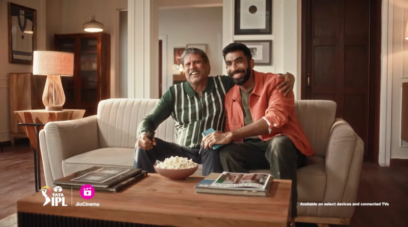 जियो सिनेमा पर टाटा आईपीएल 2024 के लिए जसप्रित बुमराह और कपिल देव बने टीममेट - Jasprit Bumrah and Kapil Dev shares screen in JIOs campaign for IPL 2024