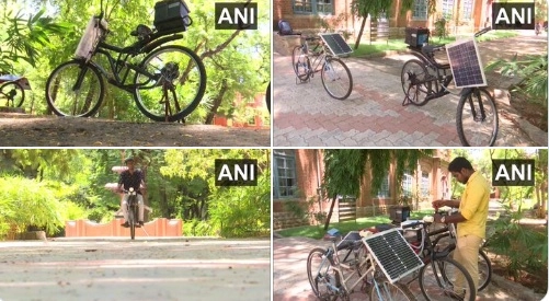 तामिळनाडू: विद्यार्थ्याने सौरऊर्जेवर चालणाऱ्या इलेक्ट्रिक सायकलची रचना केली, लोकांनी प्रोत्साहन दिले