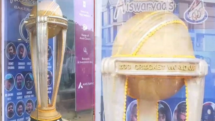 உலக கோப்பை வடிவ பிரம்மாண்ட கேக் – ராமநாதபுரத்தில் கிரிக்கெட் கொண்டாட்டம்