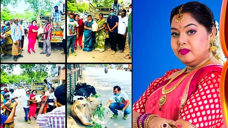 #Happygiving கணவரோடு களத்தில் இறங்கி உதவி செய்த நடிகை ஆர்த்தி - பாராட்டும் ரசிகர்கள்!