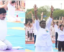 international yoga day : जबलपुर में राष्ट्रपति मुर्मु, राज्यपाल पटेल और CM यादव ने किया सामूहिक योगाभ्यास