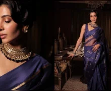 நீல நிற சேலையில் ஜொலிக்கும் சமந்தா… வாவ் க்ளிக்ஸ்!