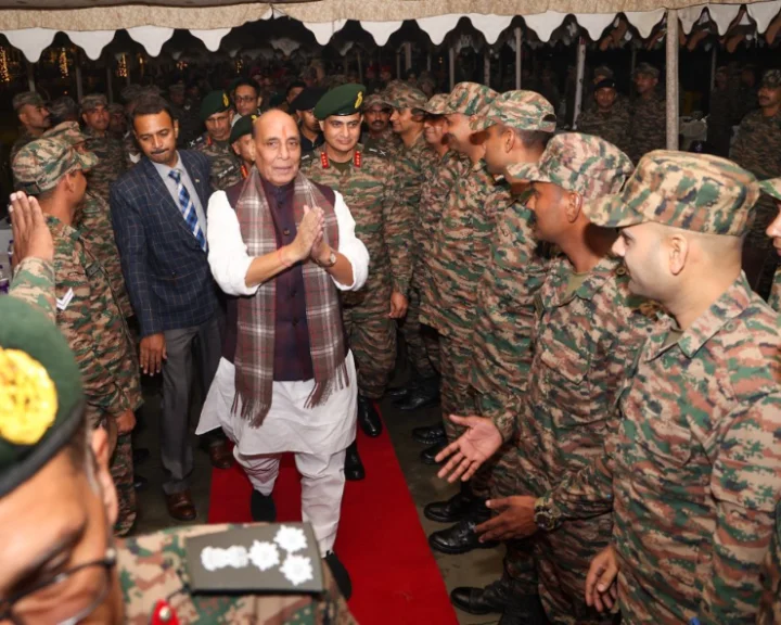 Rajnath Singh celebrates Diwali with troops in Tezpur, Assam