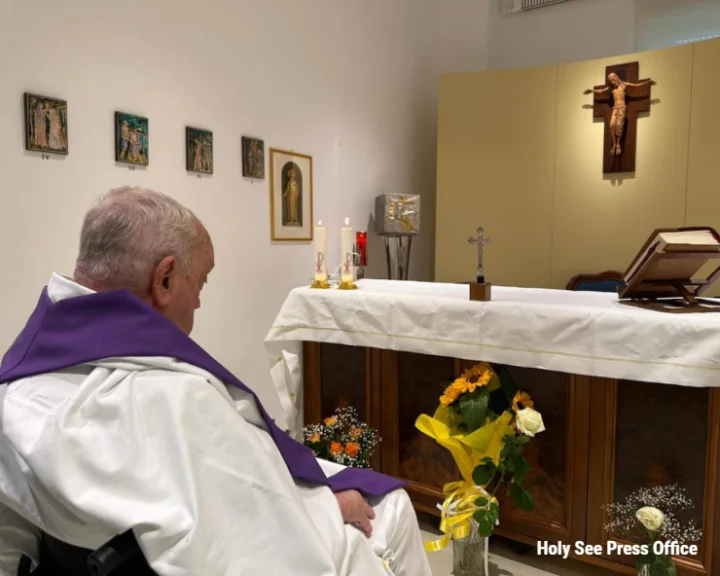 Pope Francis photo released for first time since he fell ill