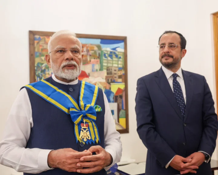 PM Modi awarded Cyprus' highest honour, Order of Makarios III, by President Christodoulides