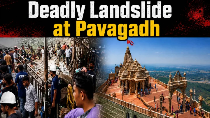 Heavy Rains Trigger Deadly Landslide at Pavagadh Temple Route, 2 Pilgrims Killed, Several Feared Trapped