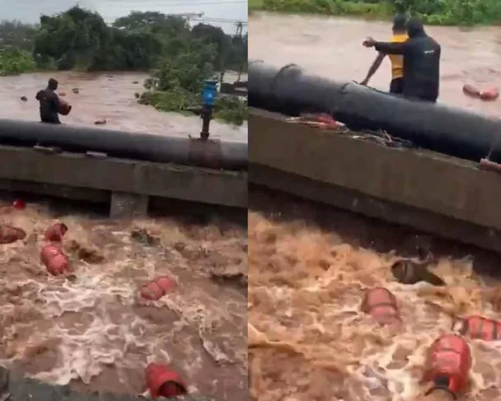 Raigad Floods: Nearly 3,000 HPCL LPG Cylinders Swept Into Patalganga River; Public Asked Not to Touch Them (VIDEO)
