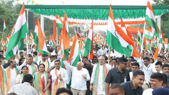 Tiranga Yatra: CM Bhupendra Patel Leads Grand March in Gandhinagar
