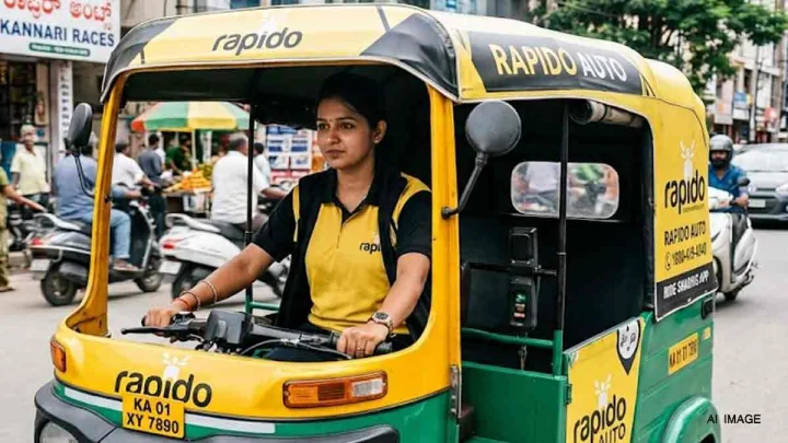AI image of Rapido auto female driver