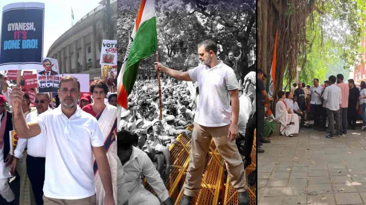 Dramatic Visuals From INDIA bloc Protest March Against CEC Gyanesh Kumar