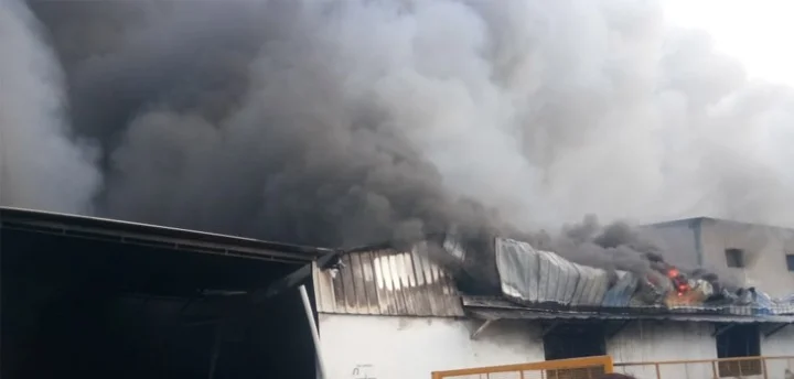 A fire broke out at jai shree agro industry in waghodia