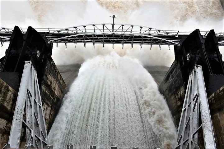 flow of water released from the Karjan dam