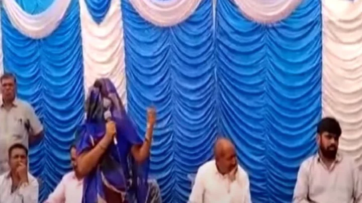 Vavna MLA Ganiben gives a speech in shame to his father-in-law