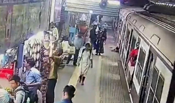 3 girls jumping from a moving train