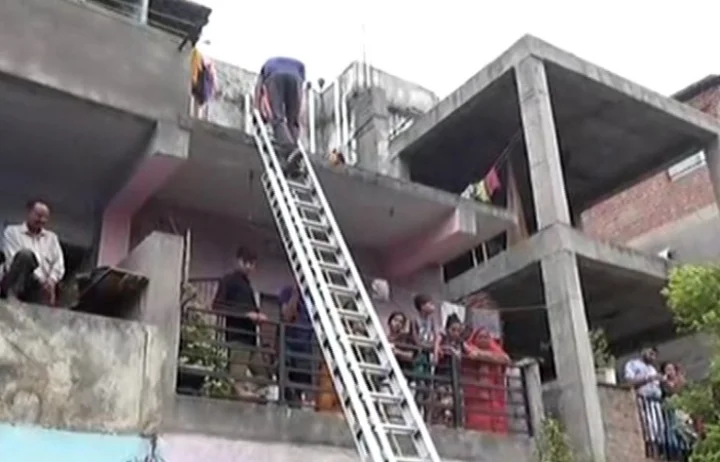 Slum quarter gallery collapsed in Maninagar,