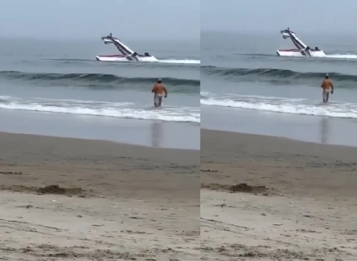 The plane crashed in the midst of people having fun on the beach