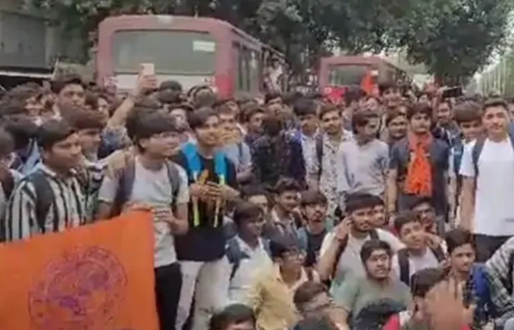Students protest against BRTS in Surat