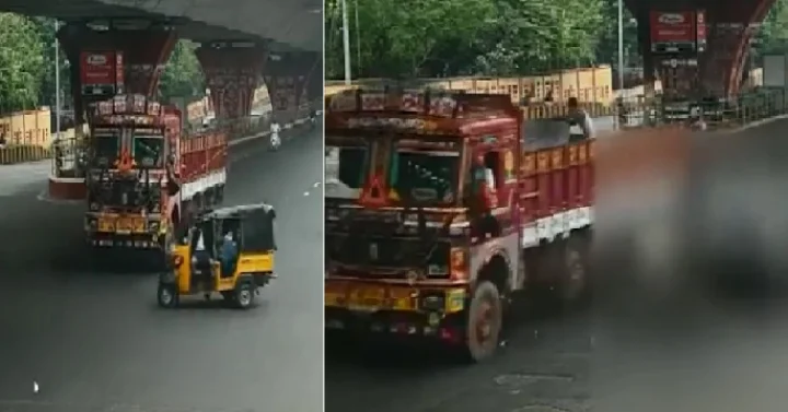accident of rickshaw full of students: VIDEO