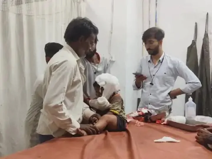 In Junagadh's Dolatpara, parents rescued a child from bathing with a leopard