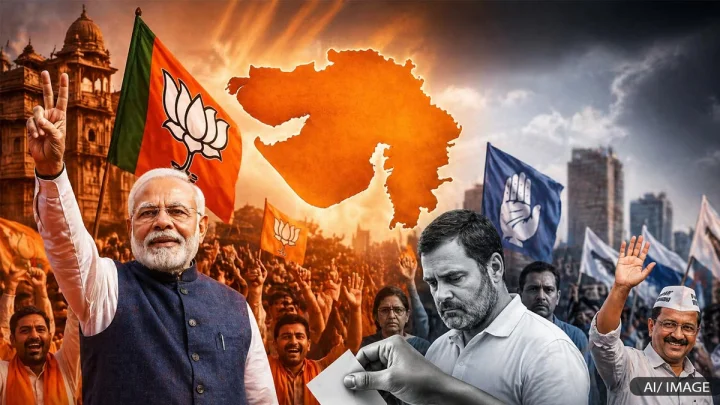 ગુજરાત સ્થાનિક સ્વરાજ્ય ચૂંટણી 2026 : ભાજપની ઐતિહાસિક જીત, કોંગ્રેસના સૂપડા સાફ અને AAPનો ઉદય