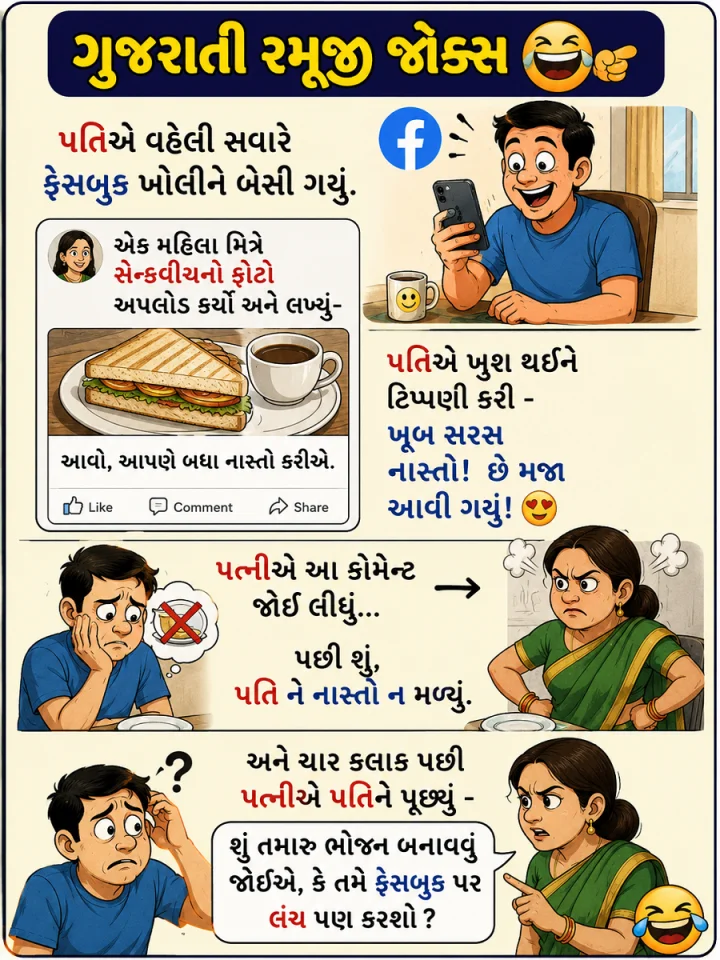 ગુજરાતી જોક્સ - પતિ નો તો નાશ્તો ગયો