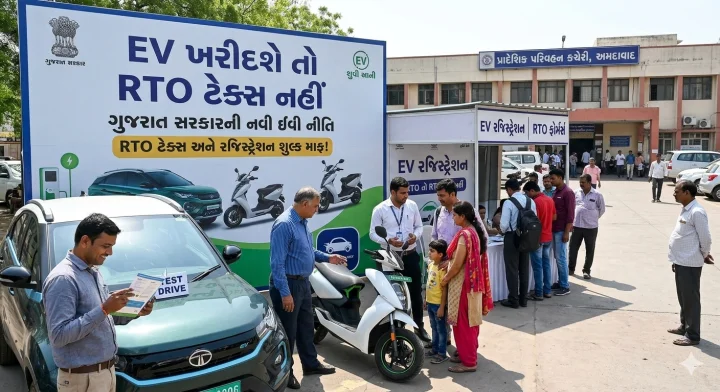 ગુજરાત સરકારની નવી EV નીતિ: ગ્રાહકોને મળશે ડબલ સબસિડી, RTO ટેક્સ થશે ઝીરો