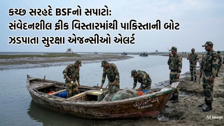 સરહદે BSFનો સપાટો: સંવેદનશીલ ક્રીક વિસ્તારમાંથી પાકિસ્તાની બોટ ઝડપાતા સુરક્ષા એજન્સીઓ એલર્ટ, સર્ચ ઓપરેશન શરૂ