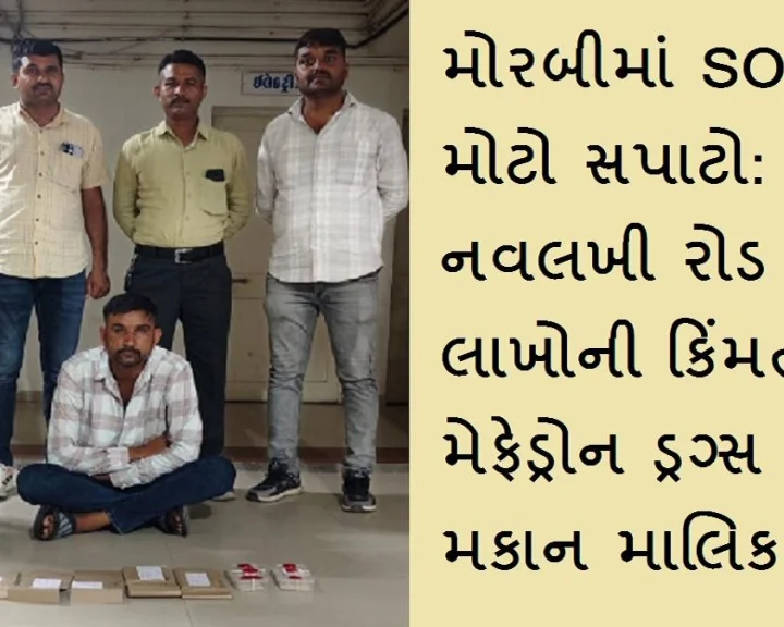 મોરબીમાં SOGનો મોટો સપાટો: નવલખી રોડ પરથી લાખોની કિંમતના મેફેડ્રોન ડ્રગ્સ સાથે મકાન માલિક ઝબ્બે
