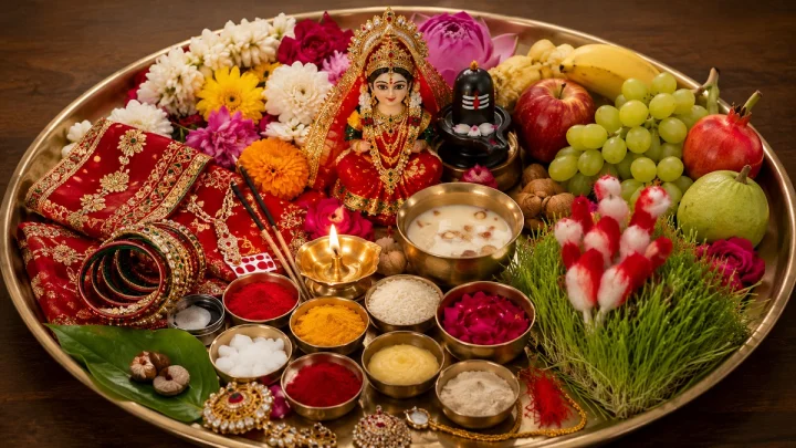 Gauri Vrat puja thali