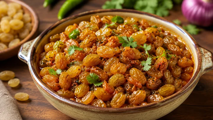 કિશમિશનું તીખું શાક બનાવવાની સરળ રેસીપી