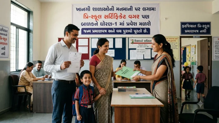 ખાનગી શાળાઓની મનમાની પર લગામ: પ્રિ-સ્કૂલ સર્ટિફિકેટ વગર પણ બાળકને ધોરણ-1 માં પ્રવેશ મળશે