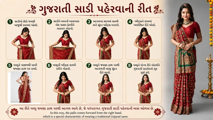 ગુજરાતી સાડી પહેરવાની રીત